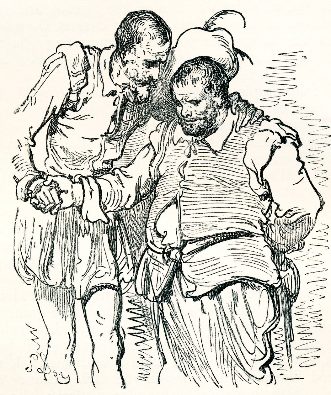 After an Original Drawing by Gustave Dore of Don Quixote and Sancho Panza. From Life and Reminiscences of Gustave Dore, Published 1885. by Gustave Dore
