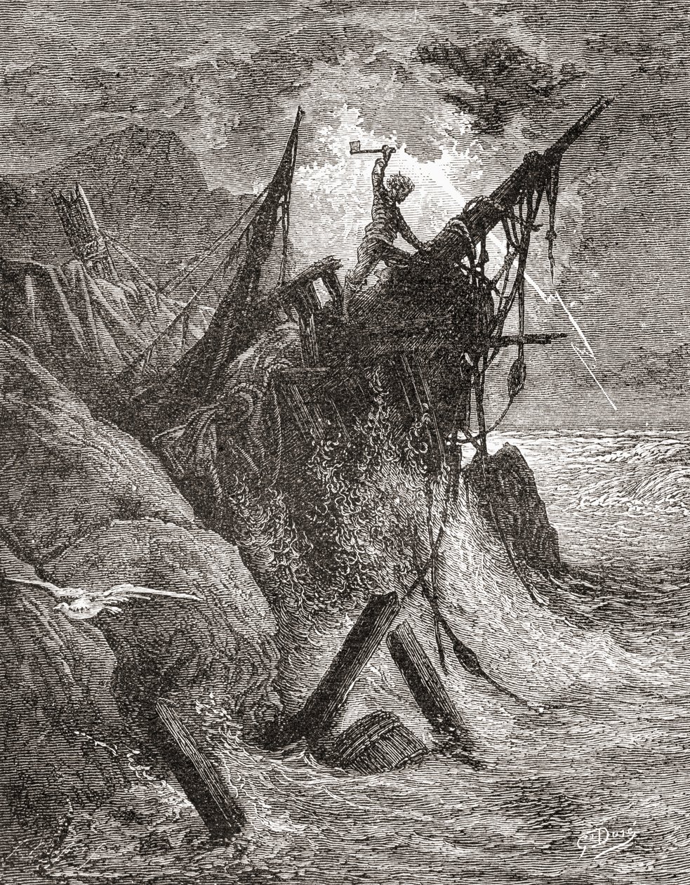 After an original work by Gustave Dore for the book The Toilers of the Sea by Victor Hugo by Gustave Dore