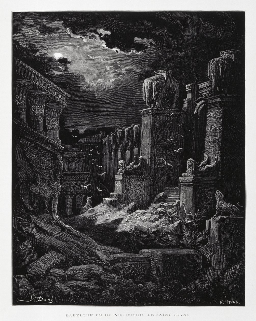 Babylon in Ruins (Vision of John the Baptist), Illustration from the Dore Bible by Gustave Dore