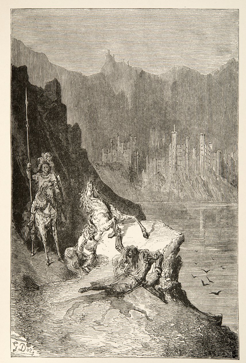 Balin Slays Sir Lanceor, from Stories of the Days of King Arthur by Charles Henry Hanson, pub.1898 by Gustave Dore