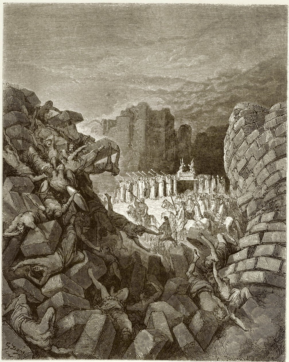 The Fall of the Walls of Jericho. Engraving by Gustave Dore by Gustave Dore