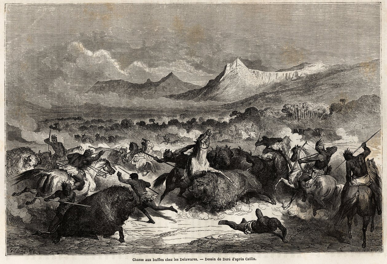 Buffalo Hunting Among the Delawares by Gustave Dore