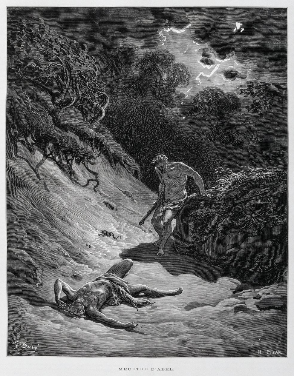 Cain Kills His Brother Abel (Illustration from the Dore Bible) by Gustave Dore