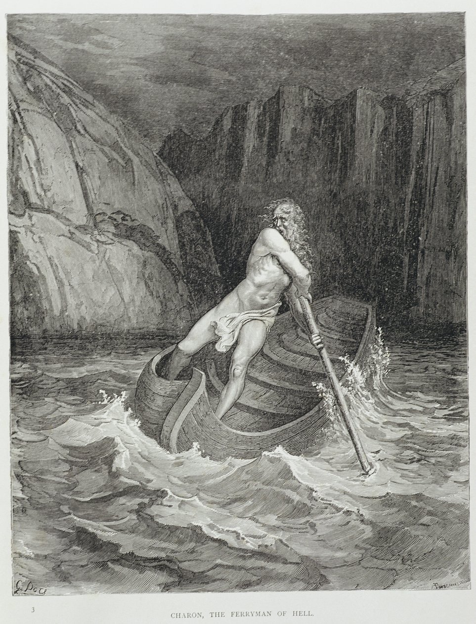 Charon, the Ferryman of Hell, from The Divine Comedy (Inferno) by Dante Alighieri engraved by Stephane Pannemaker by Gustave Dore