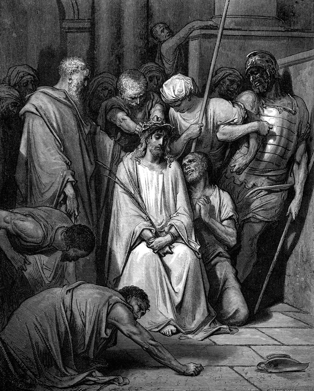 Christ Mocked and the Crown of Thorns Placed on His Head by Gustave Dore