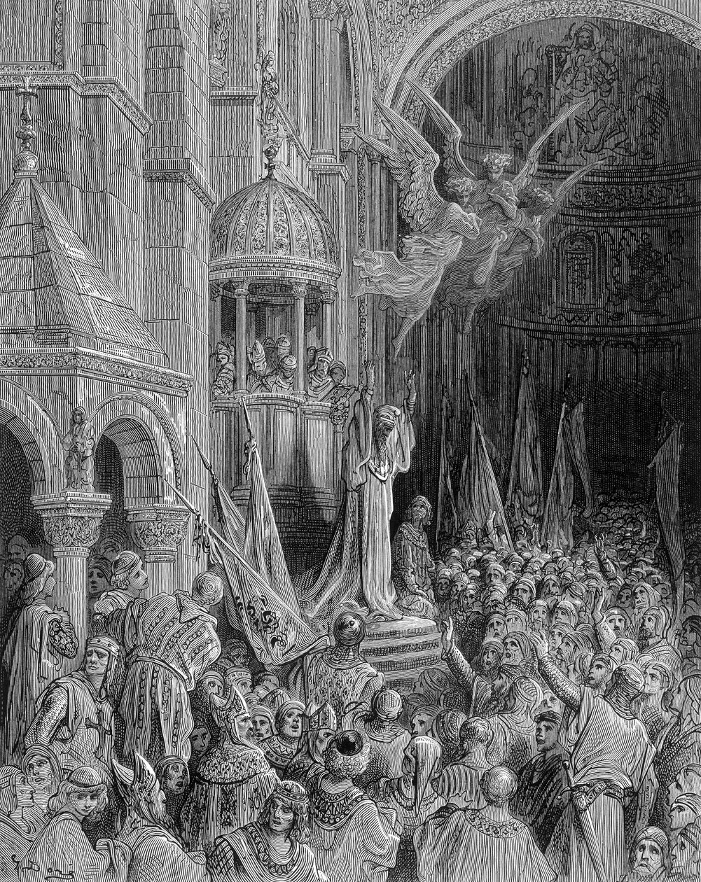 Dandolo Preaching the Crusade in the Church of St Mark in Venice - Engraving by Gustave Doré by Gustave Dore