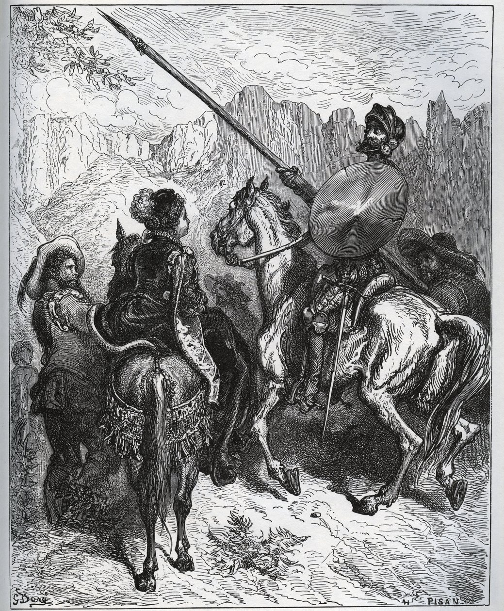 Don Quixote Accepts the Mission Proposed by Dorothe-Princess of Micomicon - from "Don Quixote de la Mancha" by Miguel Cervantes by Gustave Dore