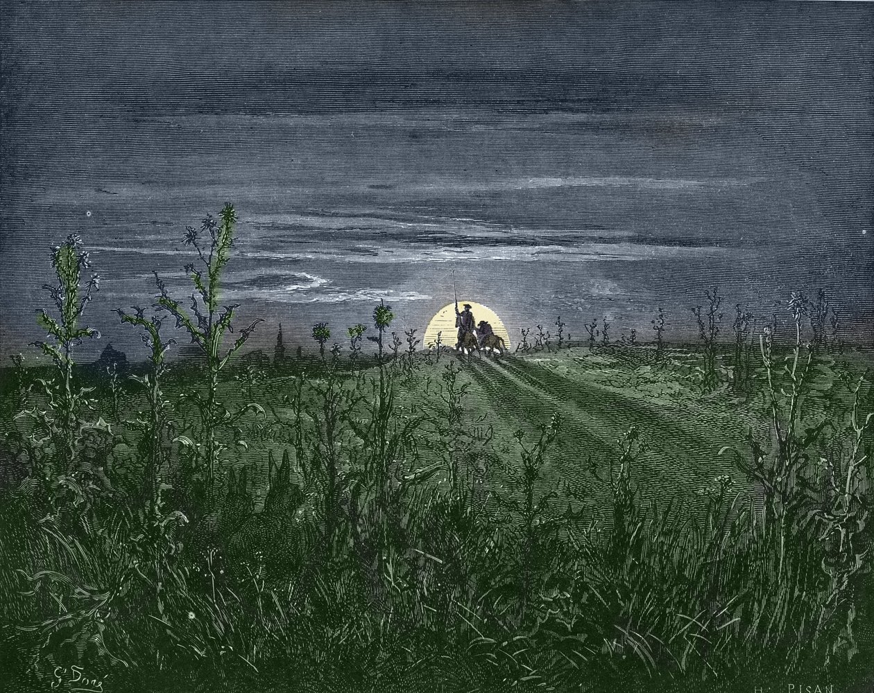 Don Quixote and Sancho on His Way to Toboso - from 