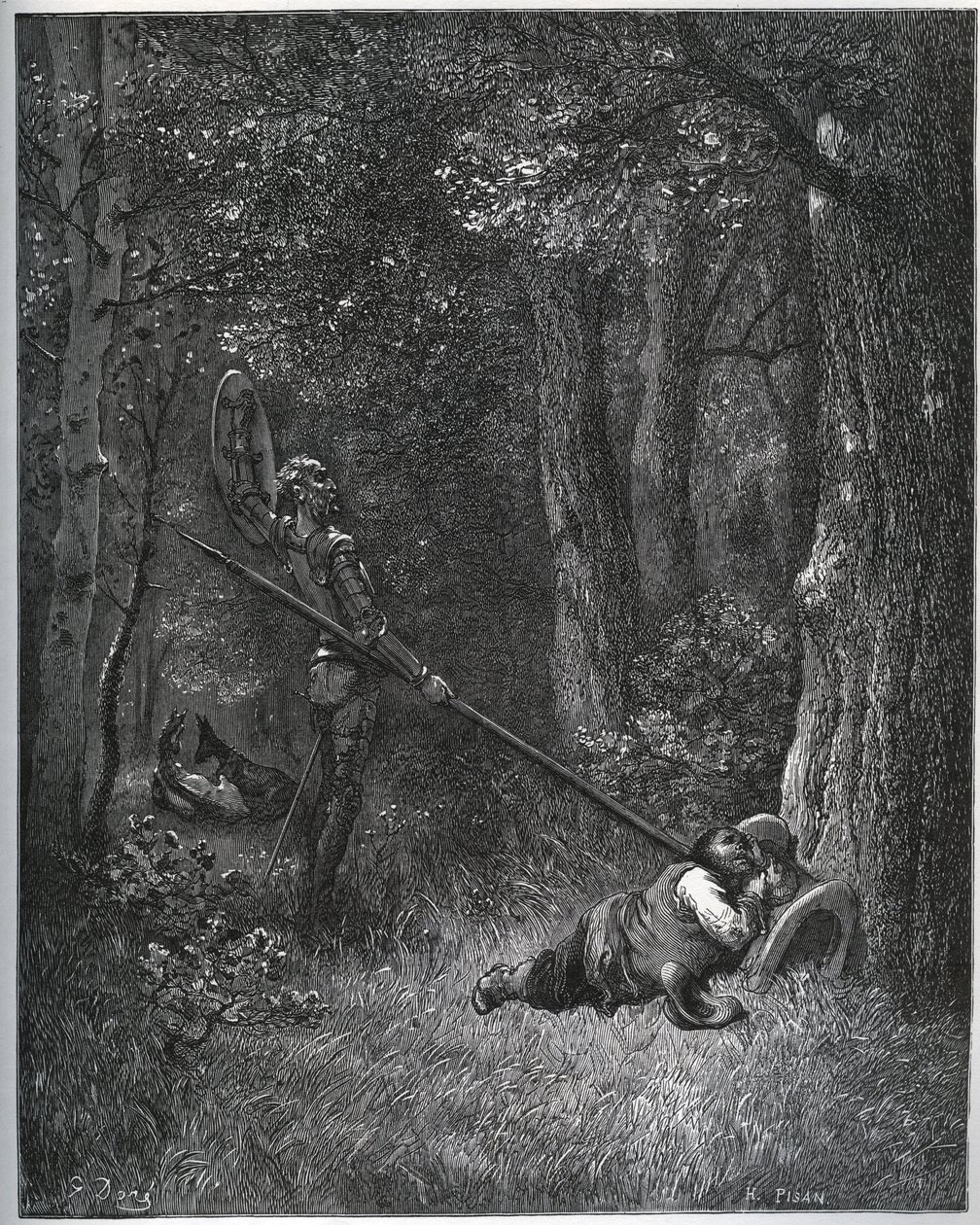 Don Quixote Awakening Sancho Panza - from "Don Quixote de la Mancha" by Miguel Cervantes by Gustave Dore