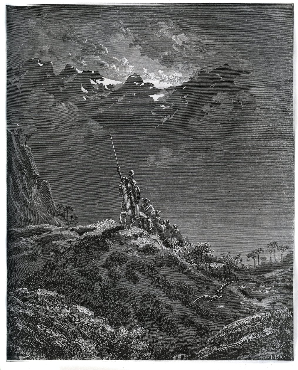 Don Quixote goes on mission for Dorothee, accompanied by Sancho Panza, barber, Dorothee, cure and Cardenio - from 
