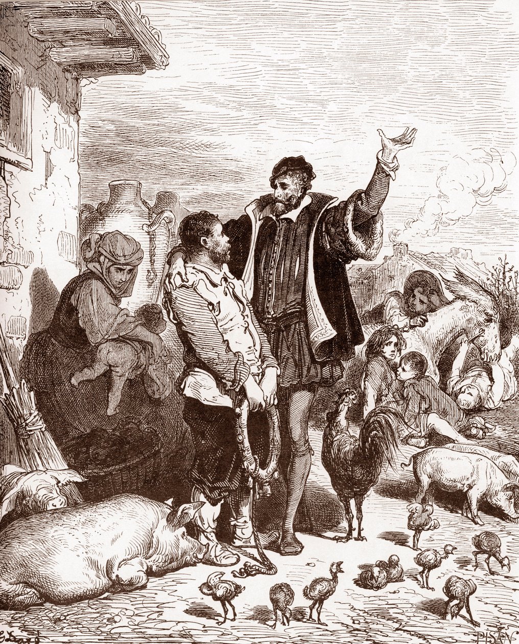 Don Quixote Persuades Sancho Panza by Gustave Dore