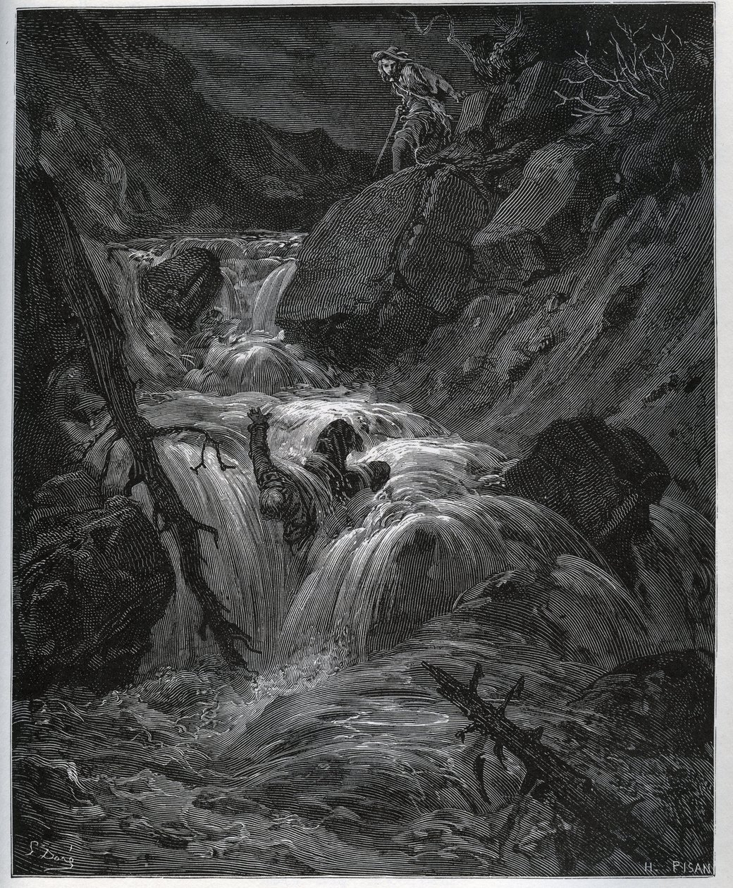 Dorothee, Disguised as a Young Peasant, Unleash His Lustful Valet - from "Don Quixote de la Mancha" by Miguel Cervantes by Gustave Dore