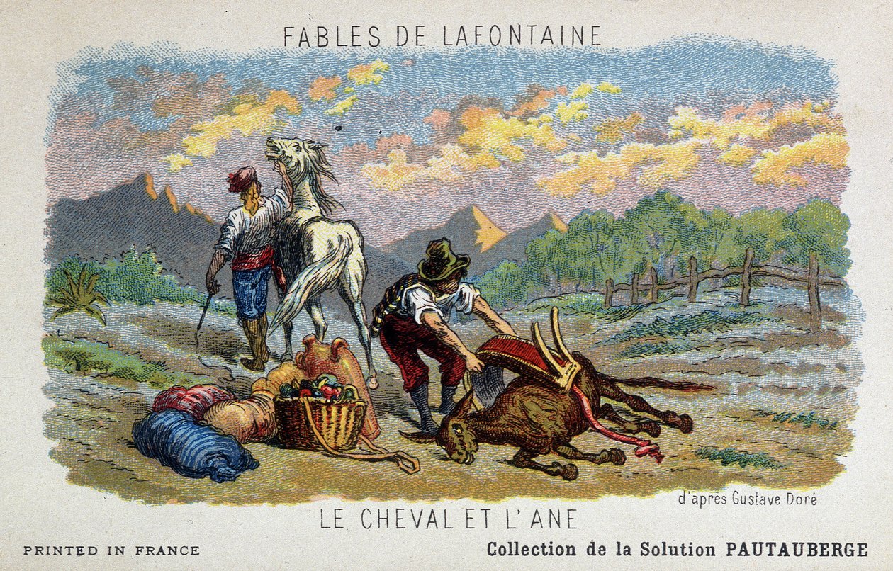 Fable of Lafontaine: The Horse and the Donkey according to Gustave Doré by Gustave Dore
