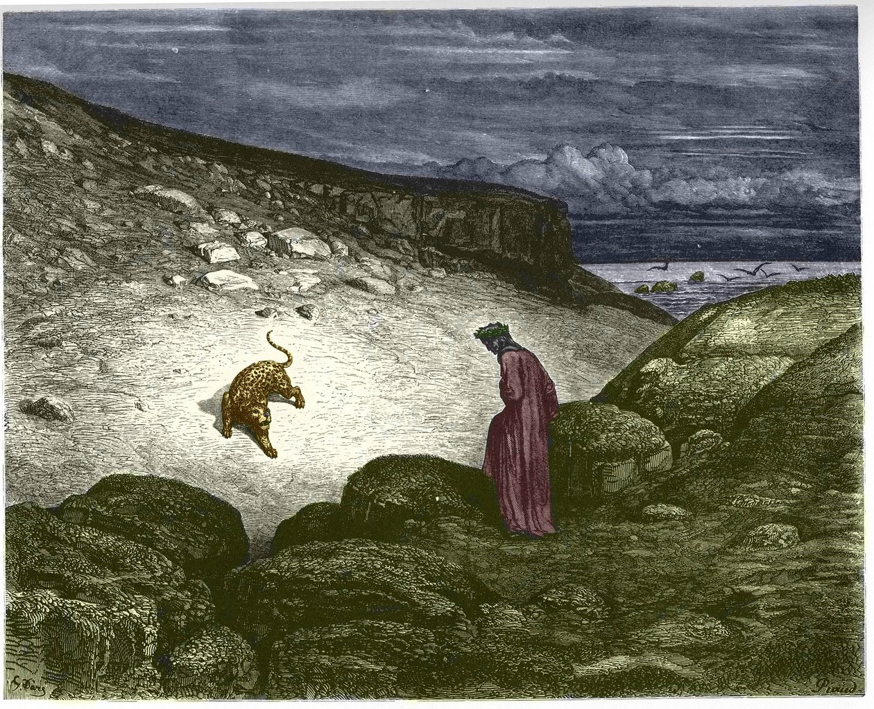 First Song of Hell, a panther opposes Dante