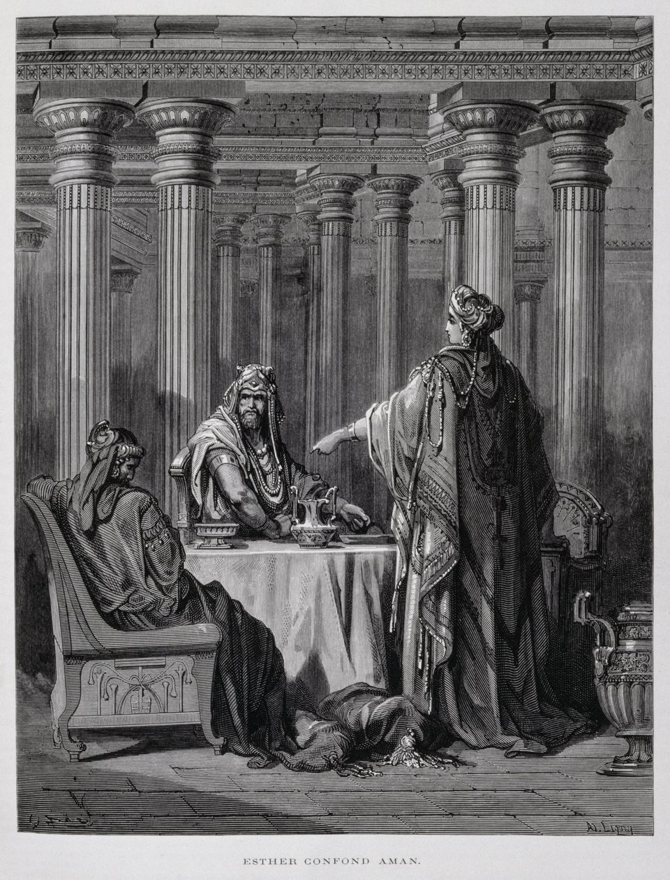Haman Denounced by Queen Esther (Illustration from the Dore Bible) by Gustave Dore