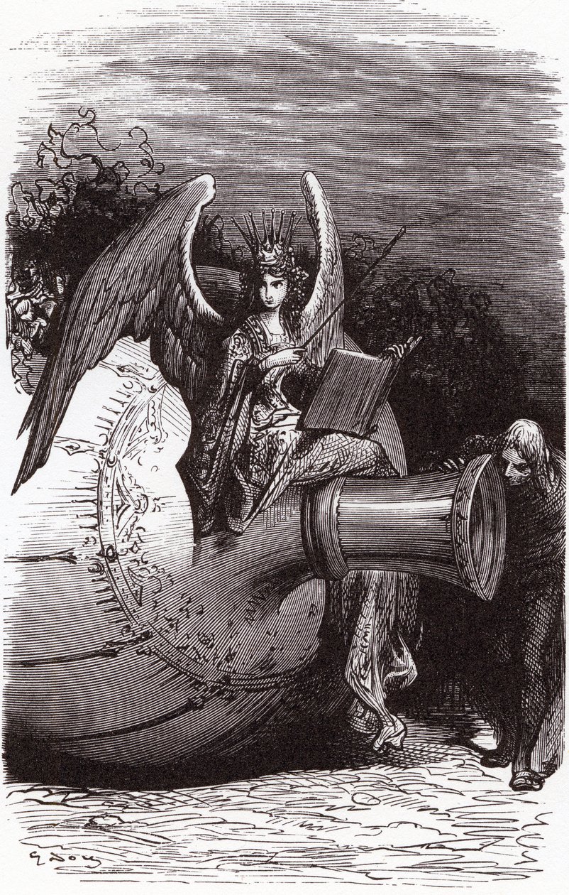 Illustration of Gustave Dore for the complete works of Francois Rabelais: the dive bottle (fifth book) by Gustave Dore