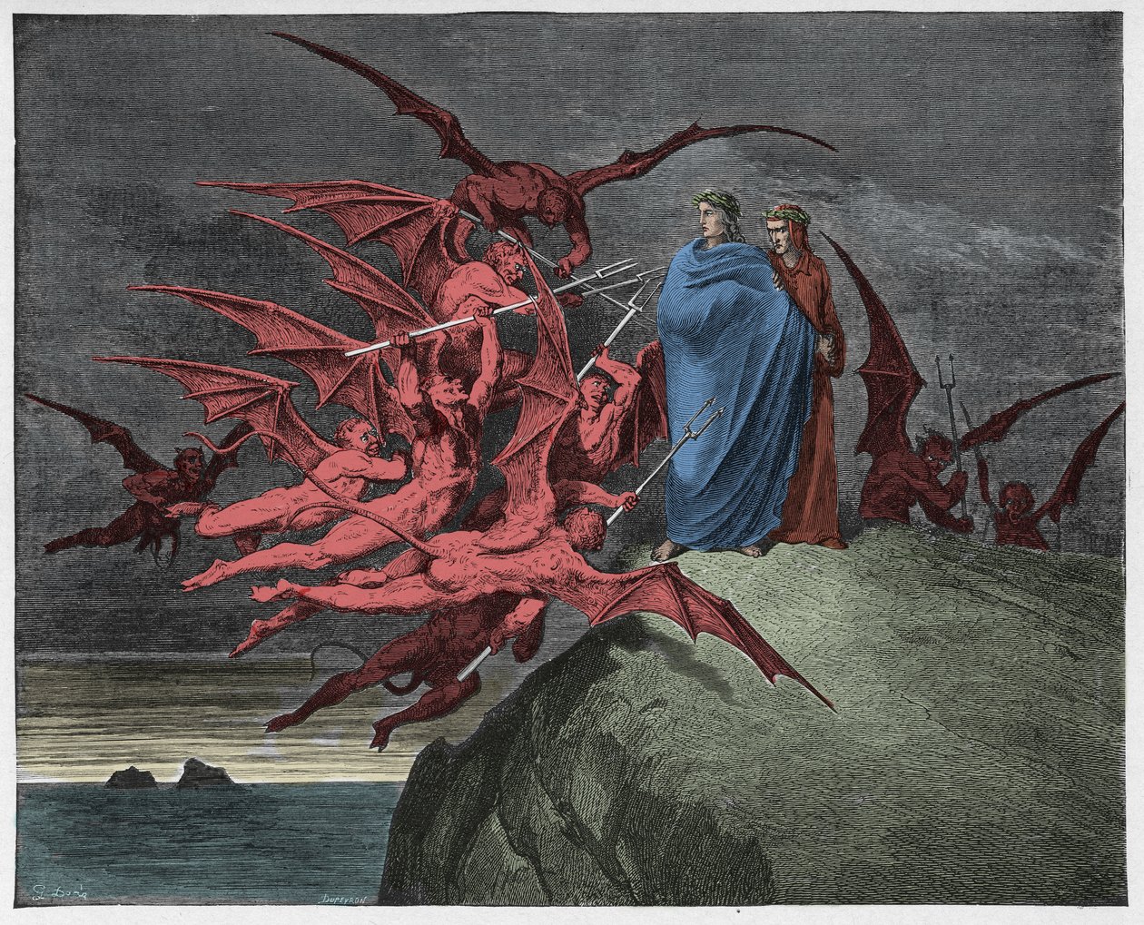 Inferno, Canto 21: The Demons Threaten Virgil, Illustration from