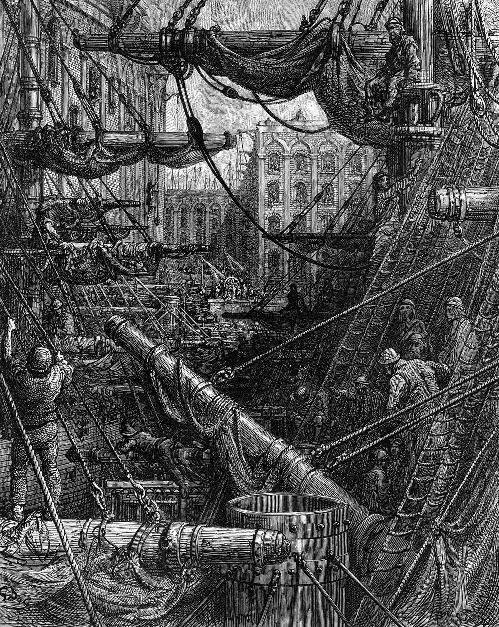 Inside the Docks by Gustave Dore