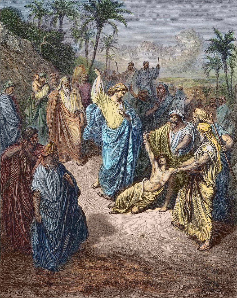 Jesus healing the lunatic - Color engraving after Gustave Dore by Gustave Dore