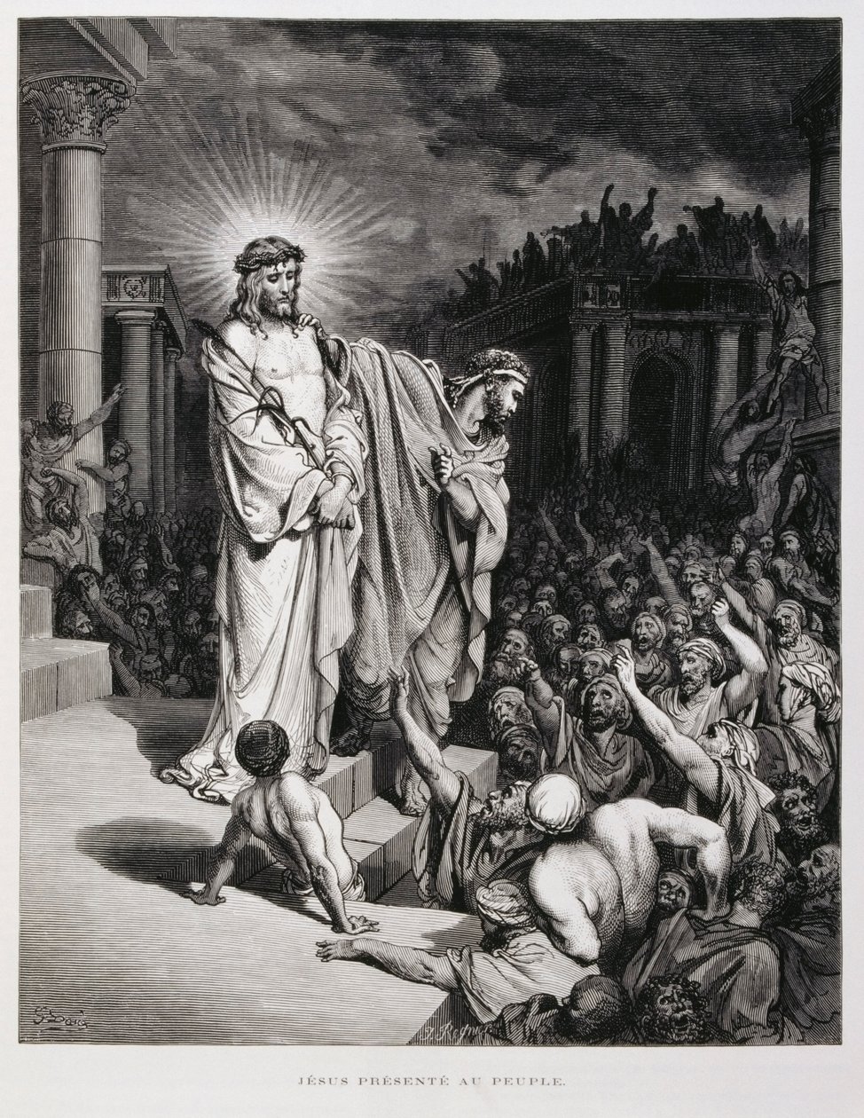 Jesus Presented to the People During His Trial, Illustration from the Dore Bible by Gustave Dore
