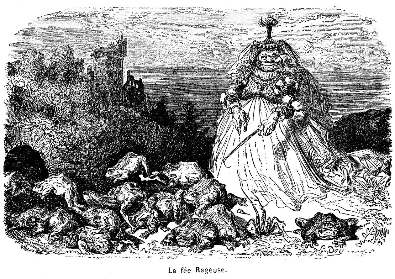 La fee Rageuse and his herd of toads (engraving by Gustave Dore to illustrate the tale Pooh, by the Countess of Segur, from the New Tales of Fees, Hachette 1896) by Gustave Dore