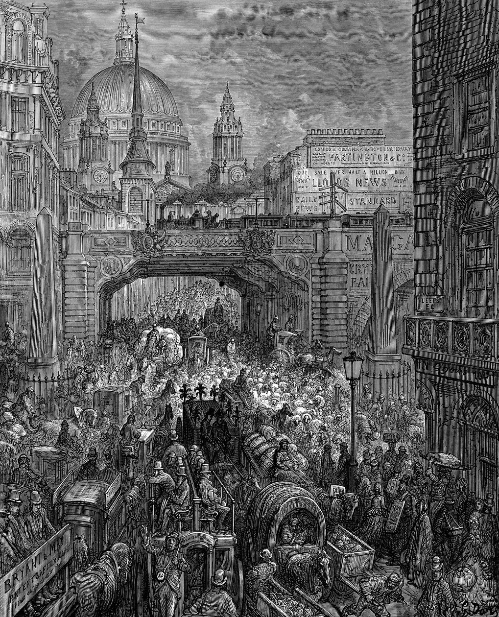 Ludgate Hill (from London: A Pilgrimage by Gustave Dore and Blanchard Jerrold, 1872) by Gustave Dore