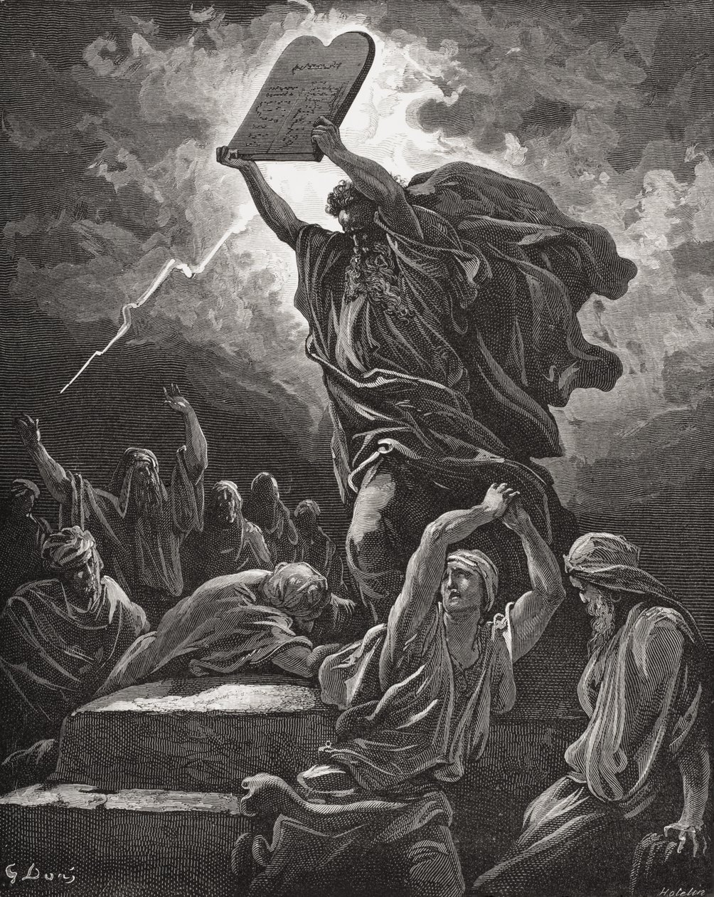 Moses Breaking the Tablets of the Law, Exodus 32:19, Illustration