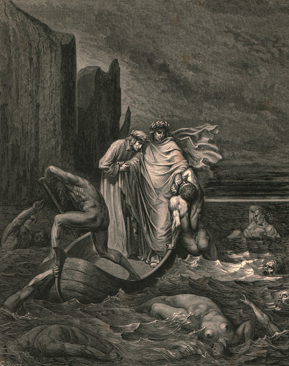 My Teacher Sage Aware, Thrusting Him Back by Gustave Dore
