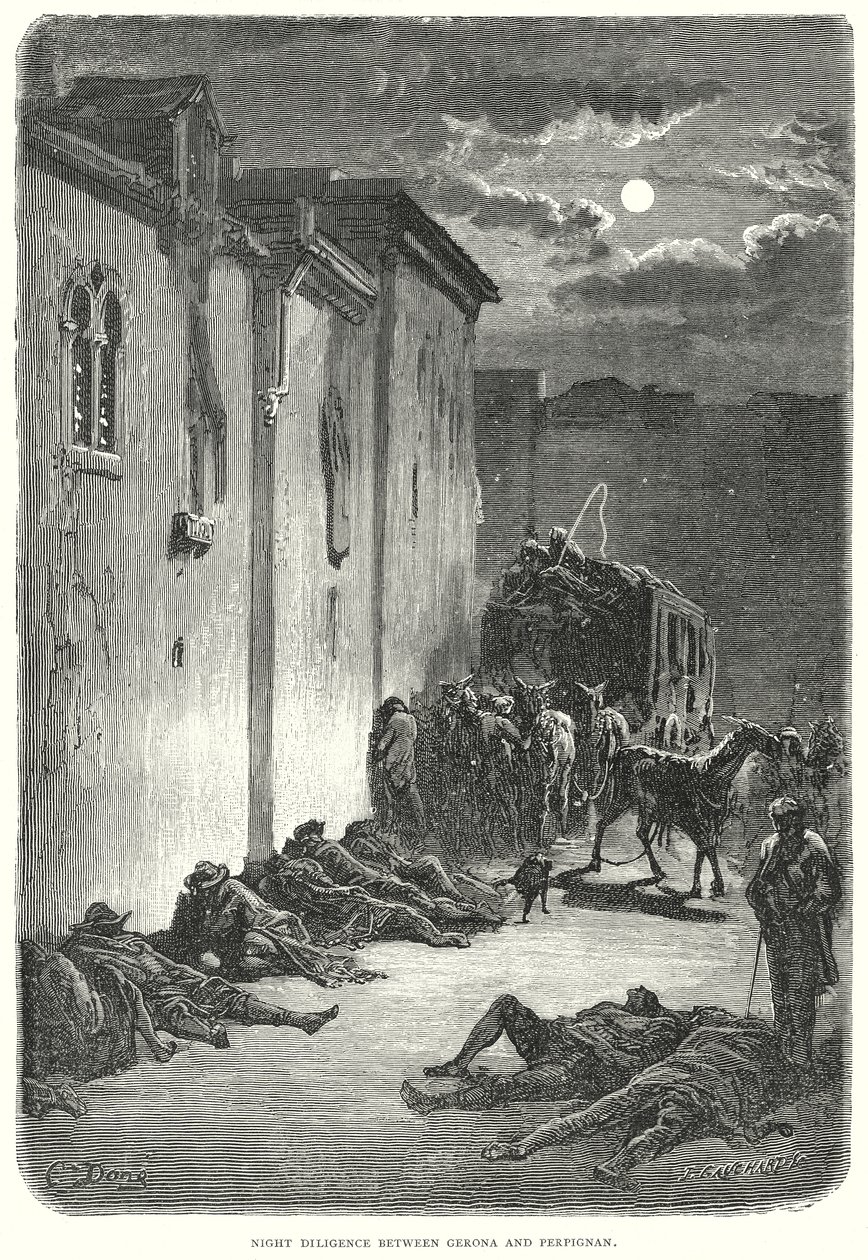 Night Diligence between Gerona and Perpignan by Gustave Dore