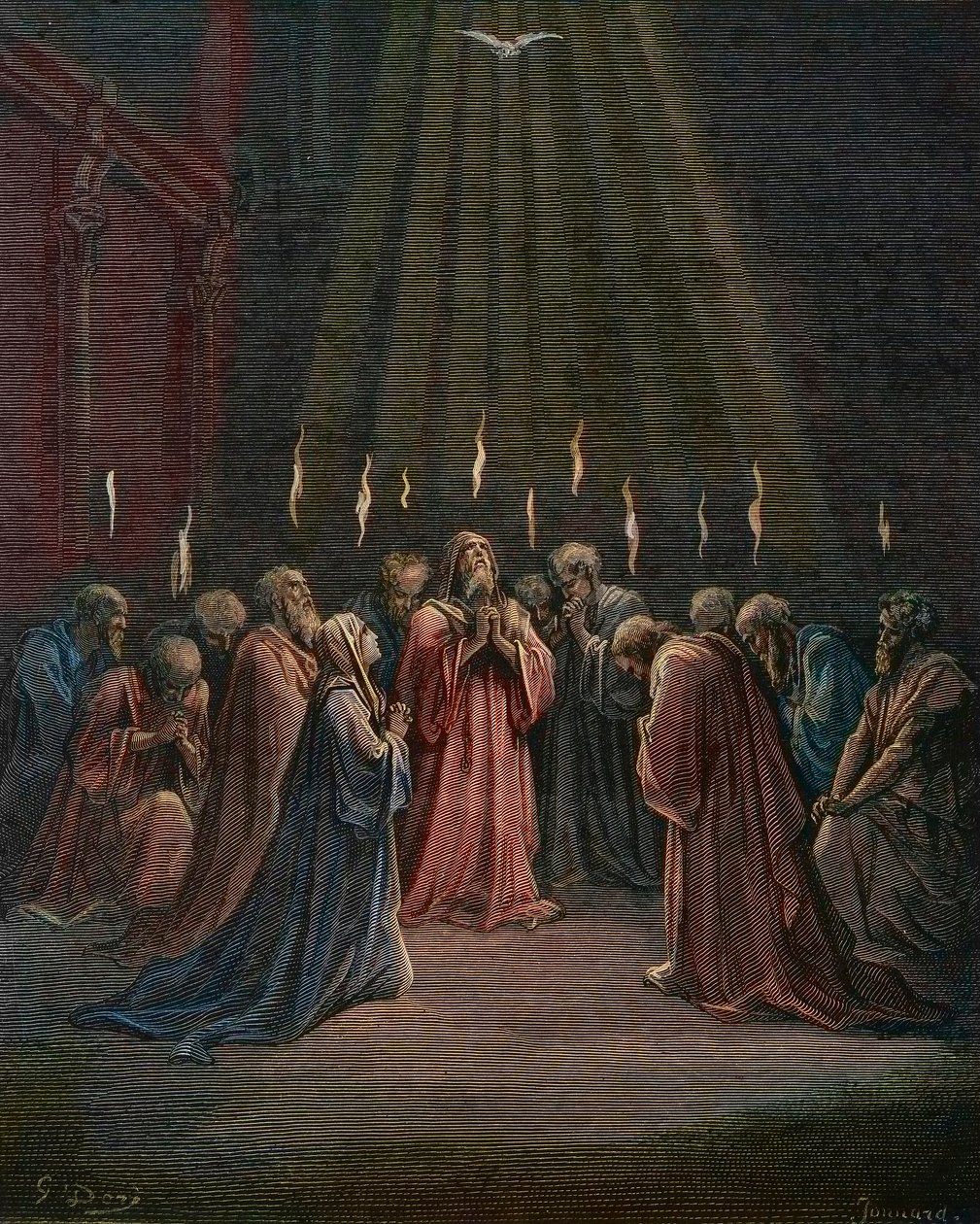 Pentecost - The descent of the Holy Spirit (engraving) by Gustave Dore