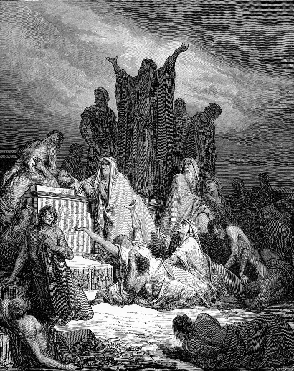 Plague of Jerusalem, engraving by Doré - Bible by Gustave Dore