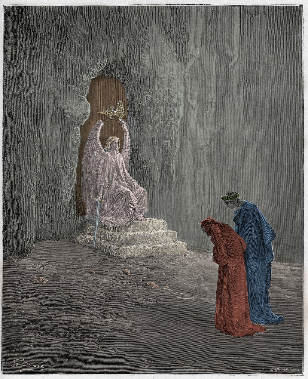 Purgatorio, Canto 9: Dante and Virgil at the Portals of Purgatory, Illustration from 