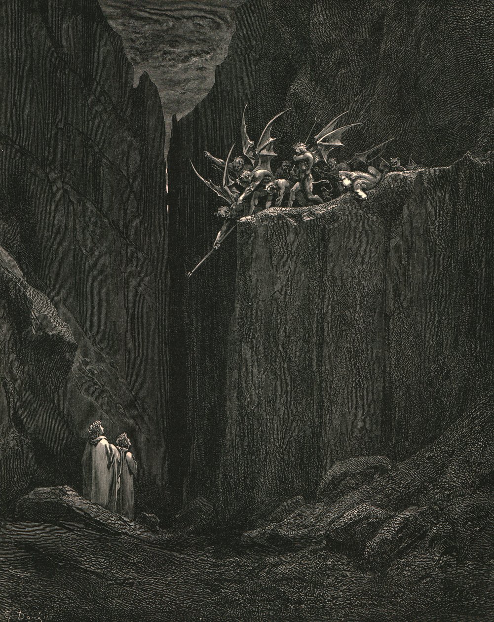 Scarcely Had His Feet Reached to the Lowest of the Bed Beneath by Gustave Dore
