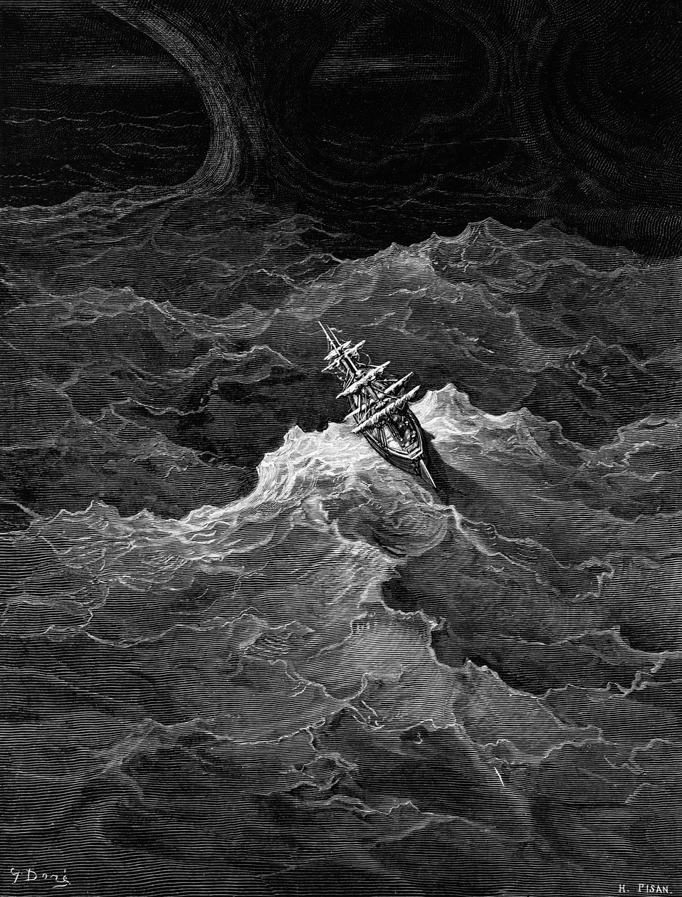 Ship in Stormy Sea, scene from 