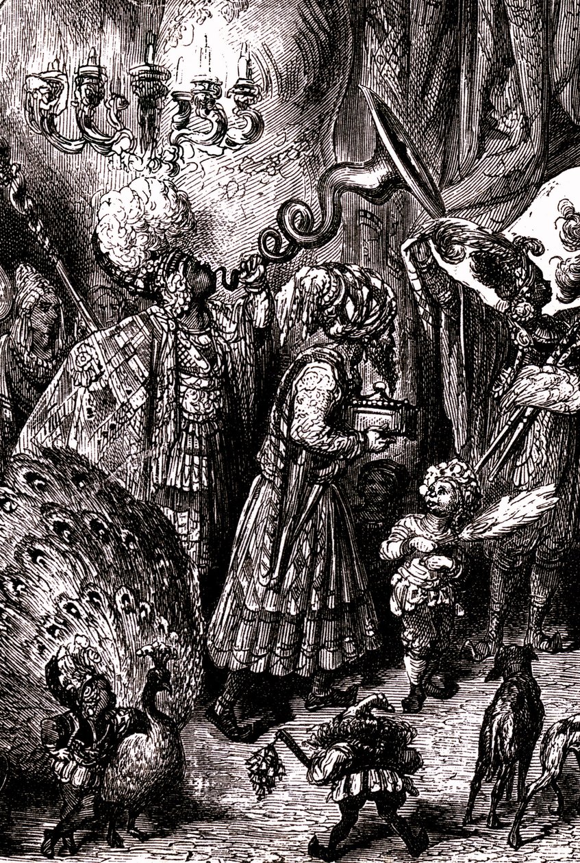 Sindbad the sailor (Sinbad) - tale of the thousand and one (1001) nights - illustration by Gustave Dore (detail) - Maxwell edition 1865 - Sixth voyage: To the court of the king of Serendib by Gustave Dore