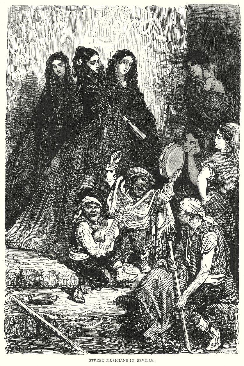 Street Musicians in Seville by Gustave Dore