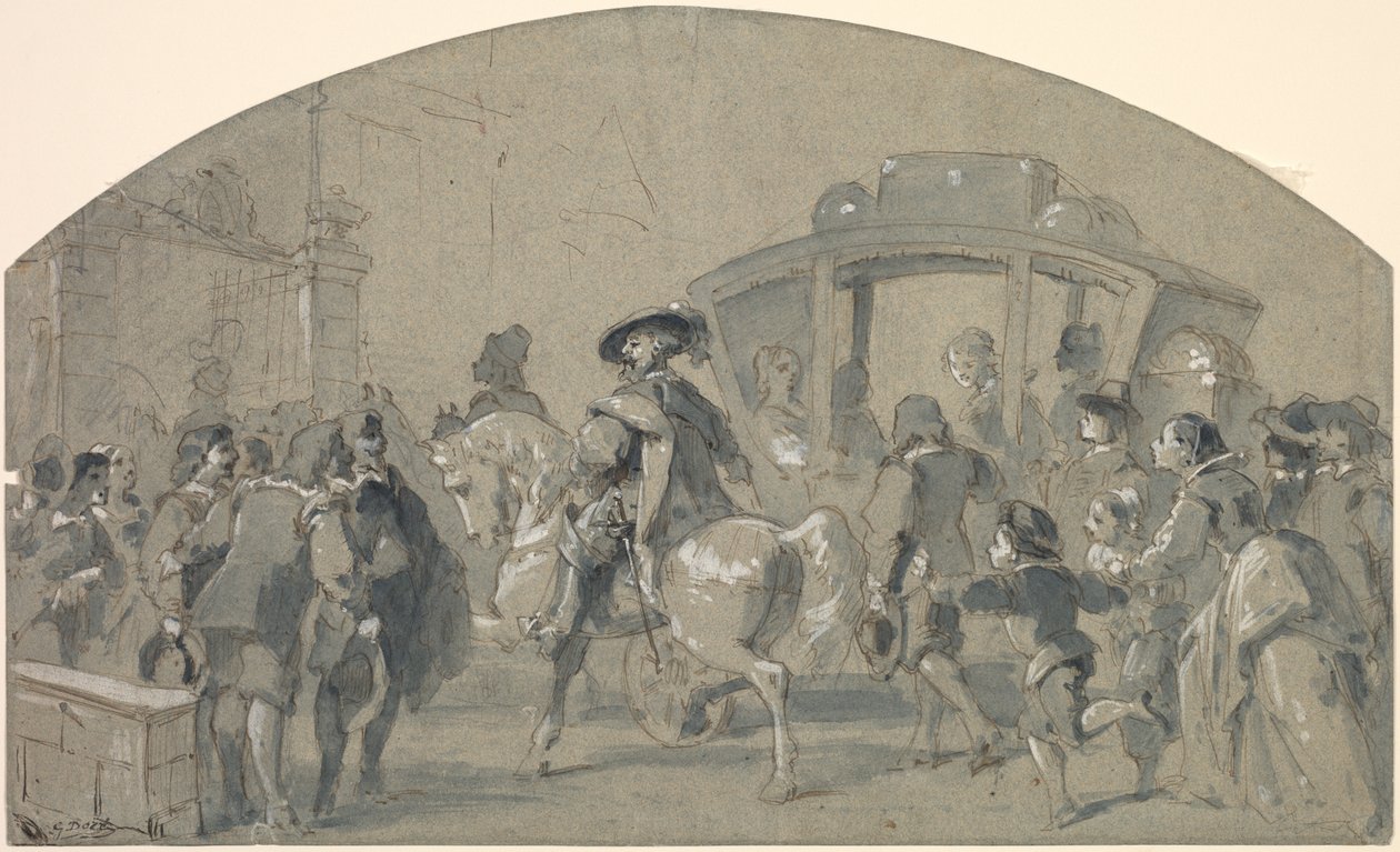 Street Scene (recto), Sketches (verso), c. 1848-49 by Gustave Dore