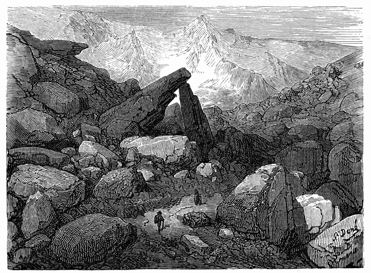 The Chaos Trail, Leading to the Cirque de Gavarnie: Engraving by Gustave Dore Illustrating the Book 
