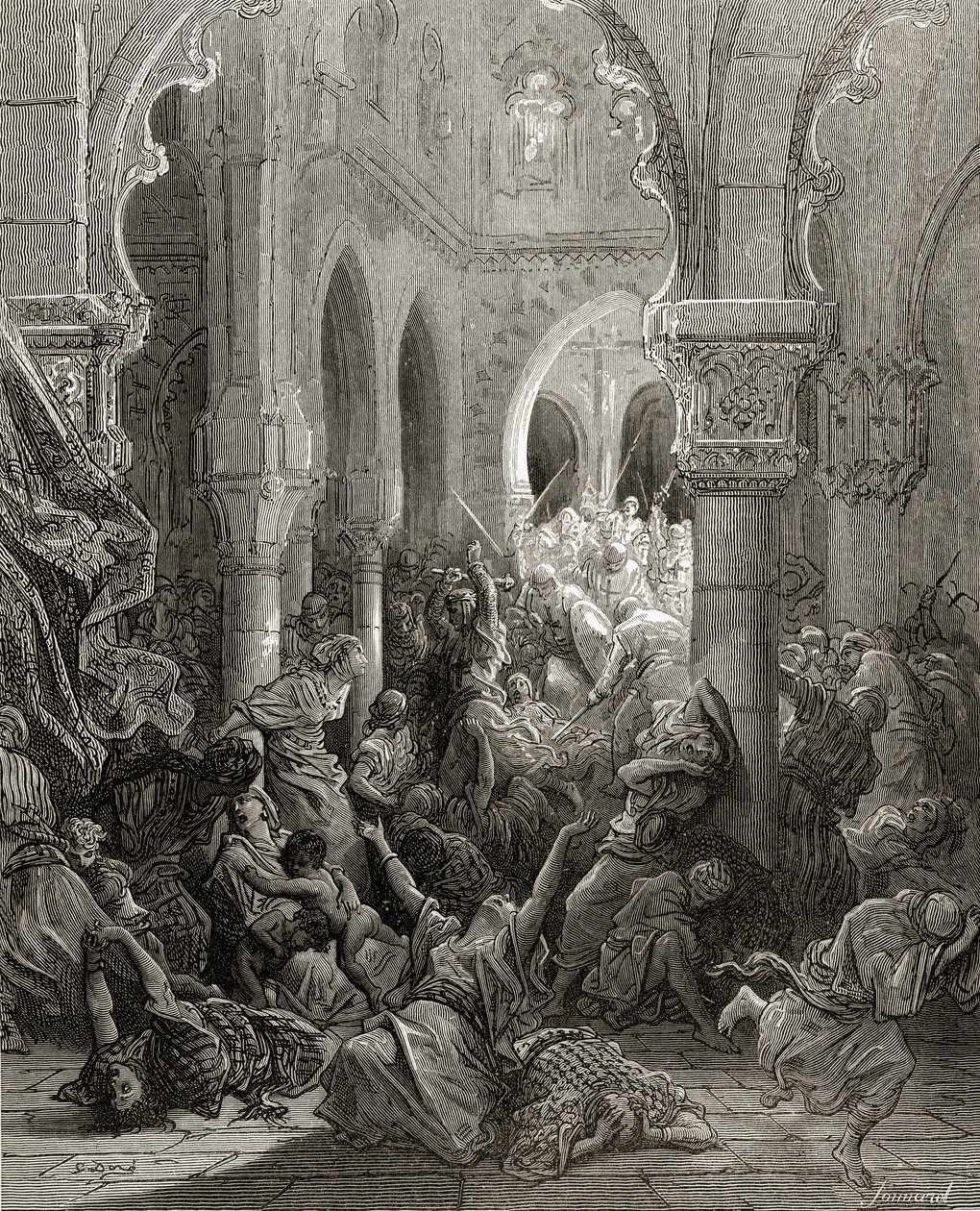 The Crusaders massacre the inhabitants of Caesarea, illustration from 