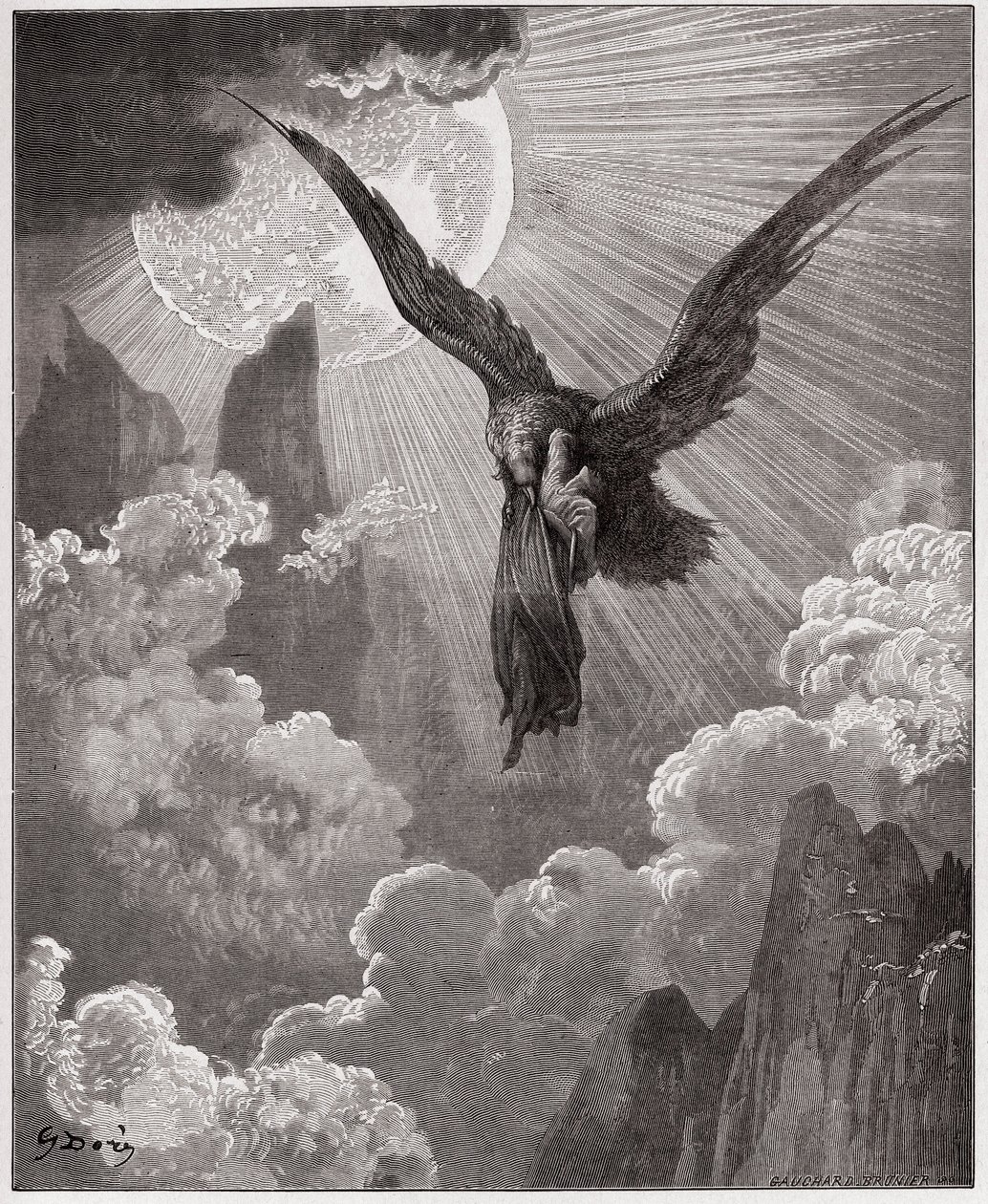 The Divine Comedy, Purgatorio, Canto 9: Dante, in a dream, is carried off by an eagle - by Dante Alighieri (1265-1321) - Illustration by Gustave Dore (1832-1883) by Gustave Dore