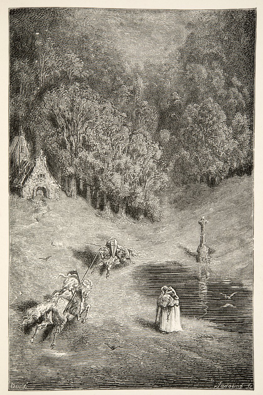 The Encounter between Arthur and Pellinore, from Stories of the Days of King Arthur by Charles Henry Hanson, pub.1898 by Gustave Dore