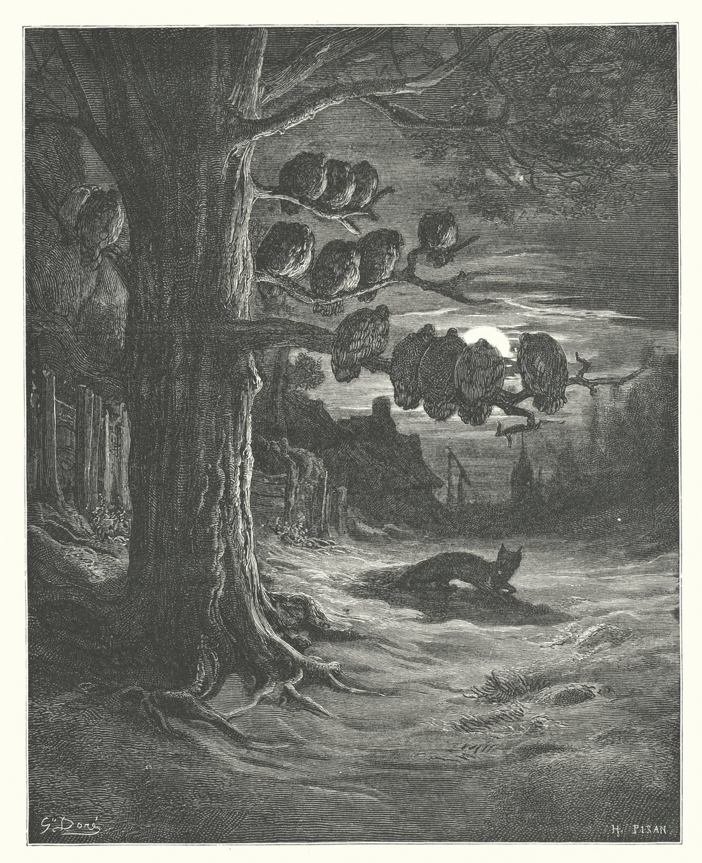 The Fables of La Fontaine: The Fox and the Turkeys by Gustave Dore