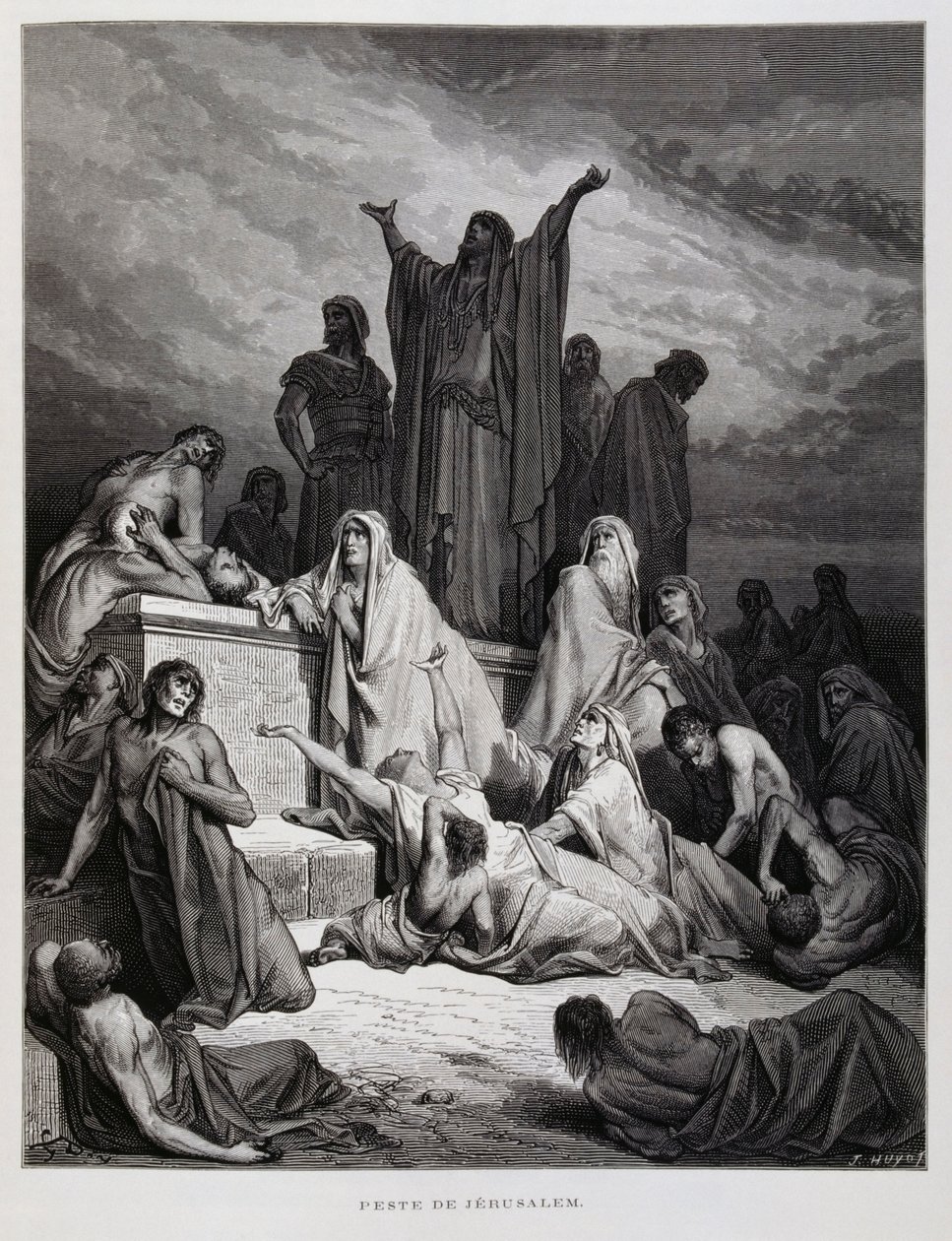 The Plague Strikes in Jerusalem (Illustration from the Dore Bible) by Gustave Dore