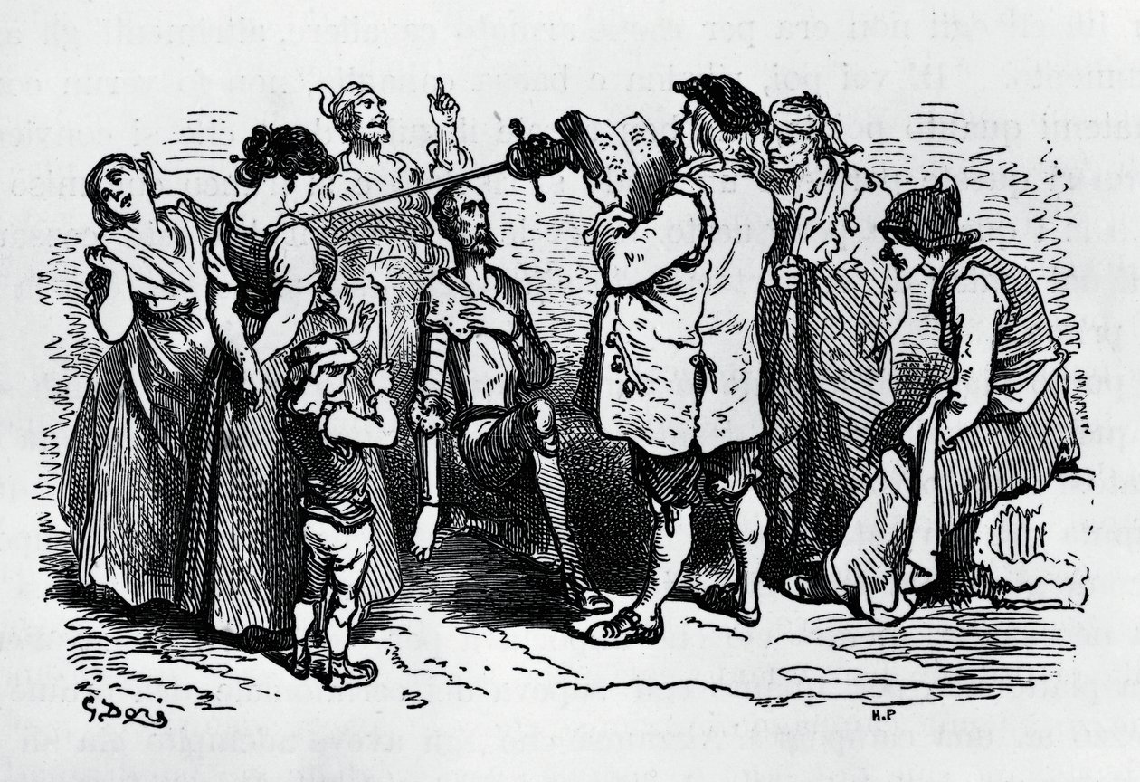The induction of Don Quixote, illustrated by Gustave Dore