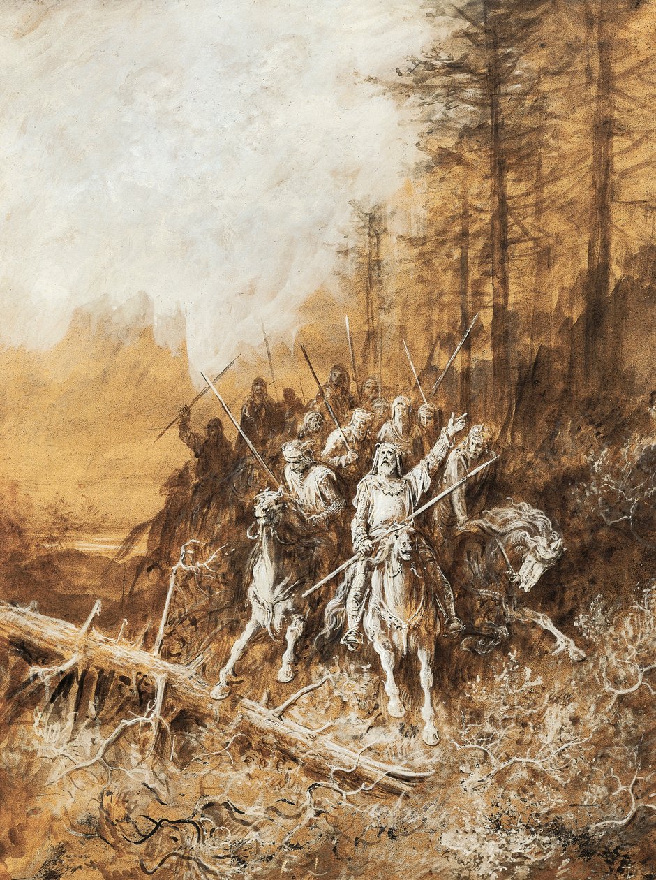 The march of knights, illustration for series of poems, Idylls of King by Gustave Dore
