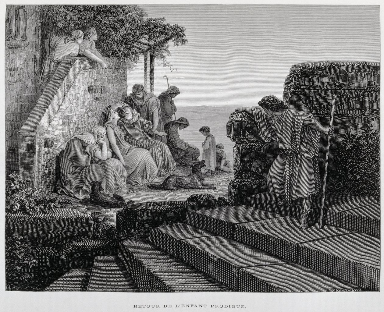 The return of the prodigal son, Illustration from the Dore Bible by Gustave Dore