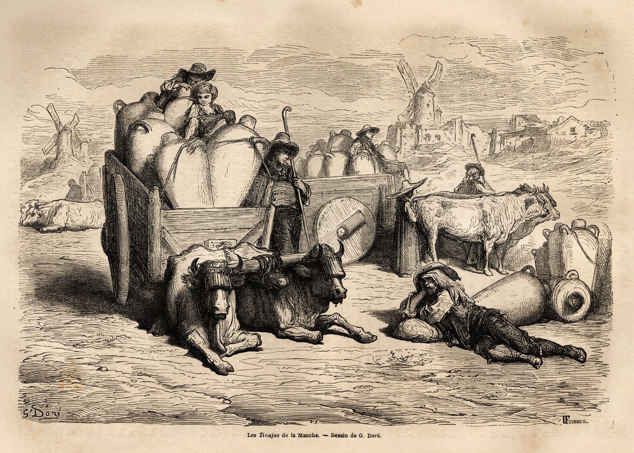 The tinajas of the Channel, the use of these huge earthen jars replaces the use of barrels and their use is very old. Engraving to illustrate the voyage to Spain by Gustave Dore (1832-1883) illustrator and Baron Ch. Davillier reactor, in 1862, published in by Gustave Dore