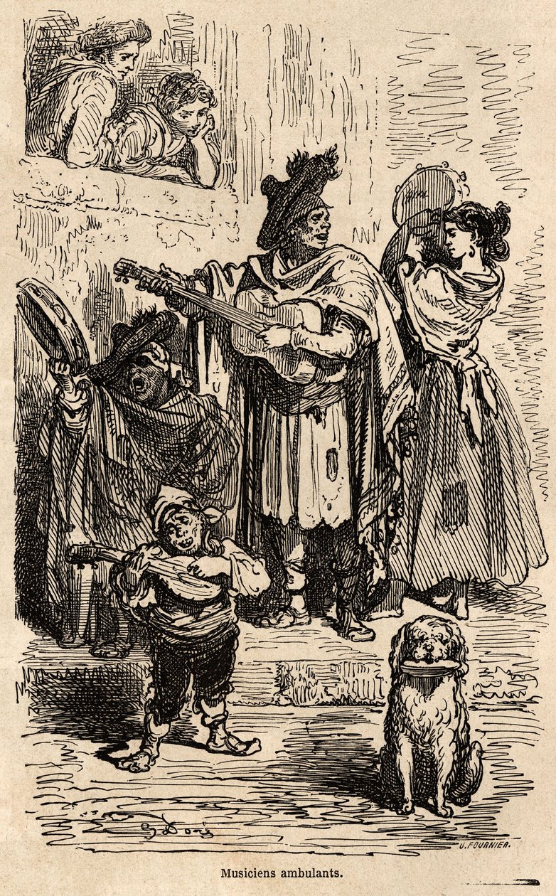 Travelling Musicians in Valencia by Gustave Dore