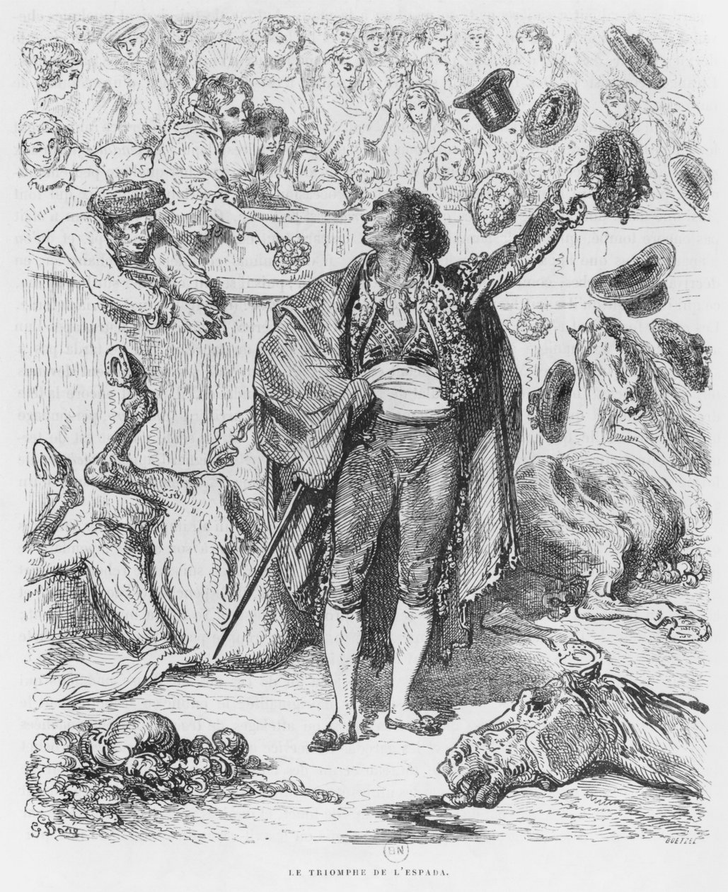 Triumph of a matador, engraved by Boetzel by Gustave Dore