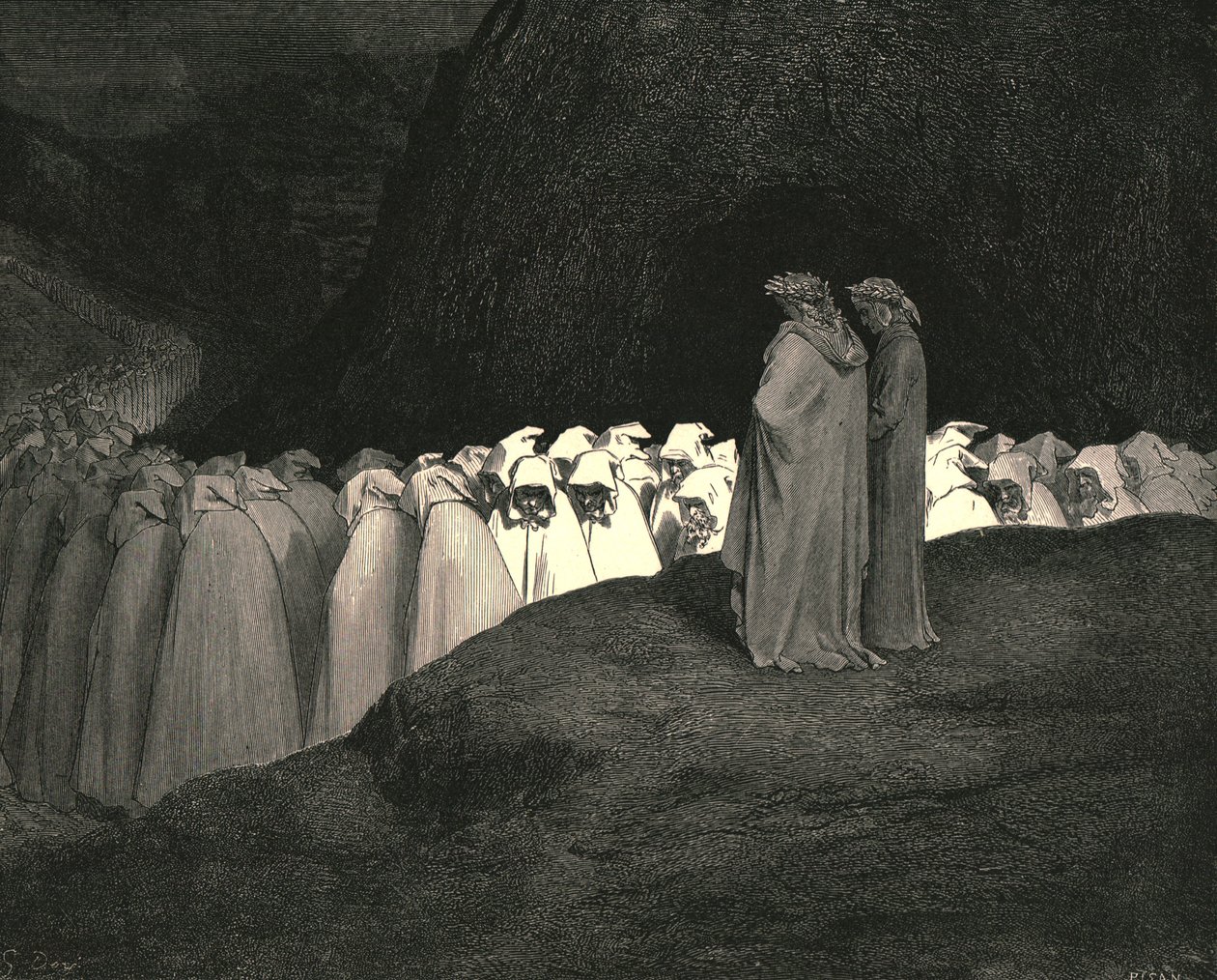 Tuscan...disdain not to instruct us who thou art by Gustave Dore